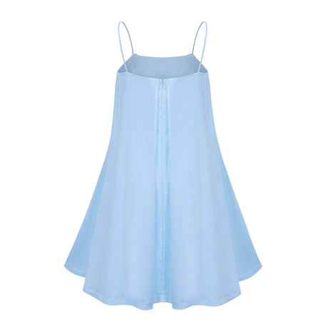 Aurohaya Avril Blue Floral Embroidered Satin Mini Dress