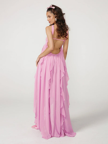 Aurohaya Éléna Halter Backless Maxi Dress