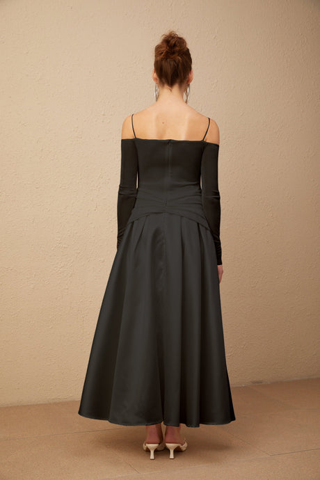 Aurohaya Nadine off-shoulder panelled maxi dress in Black