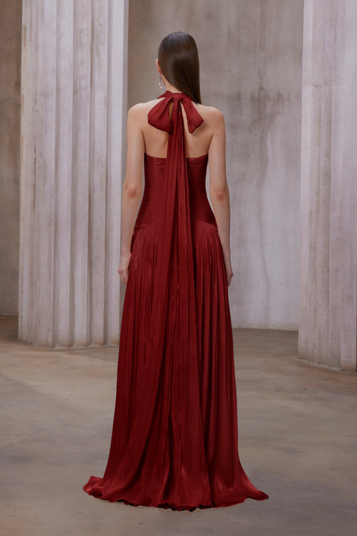 Aurohaya Uranie Red Gathered Maxi Dress