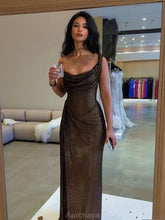 Aurohaya Elegant Sequin Slit Party Maxi Dress Black