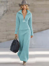 Casual Half-zip Collar Maxi Dress