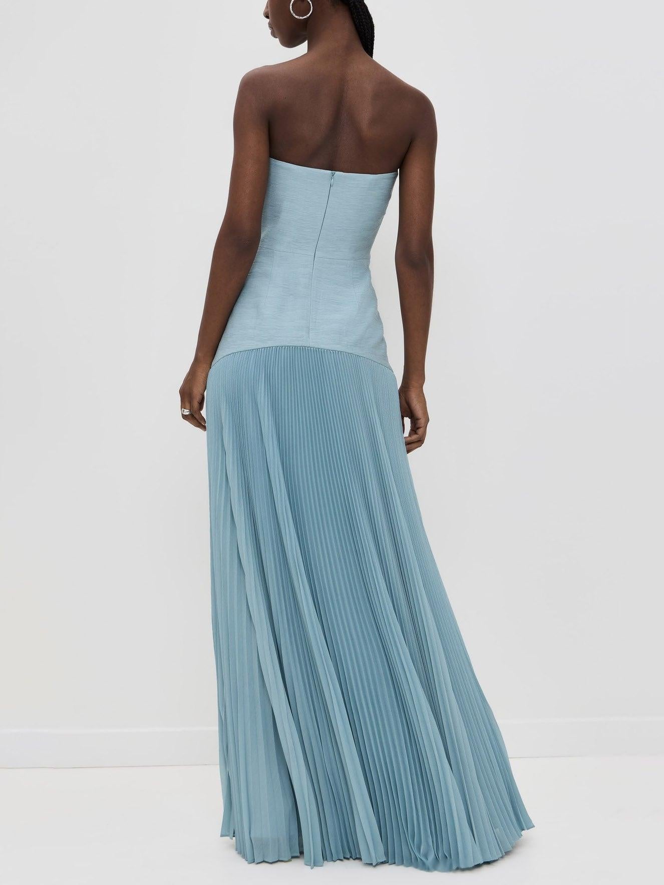 Aurohaya Elegant Wrap-Breasted Pleated Maxi Dress