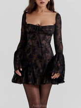 Aurohaya Black Lace Corset Dress Black