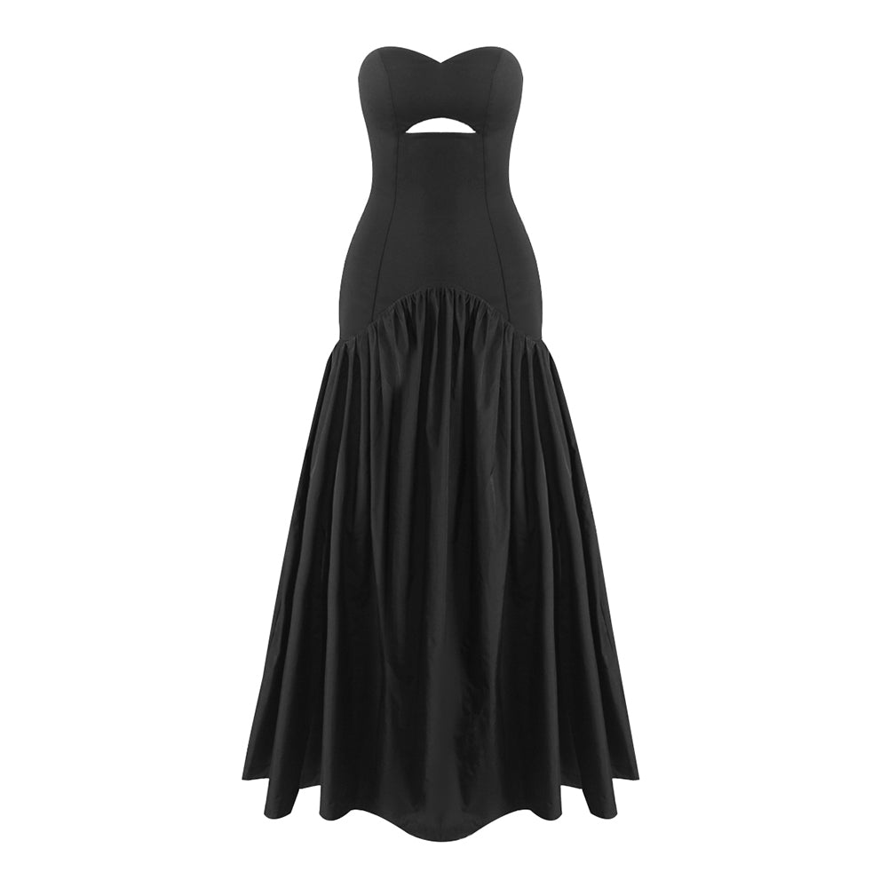 Aurohaya Sybille Strapless Cutout Maxi Dress Black
