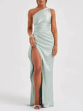 Aurohaya Satin Slit Maxi Dress