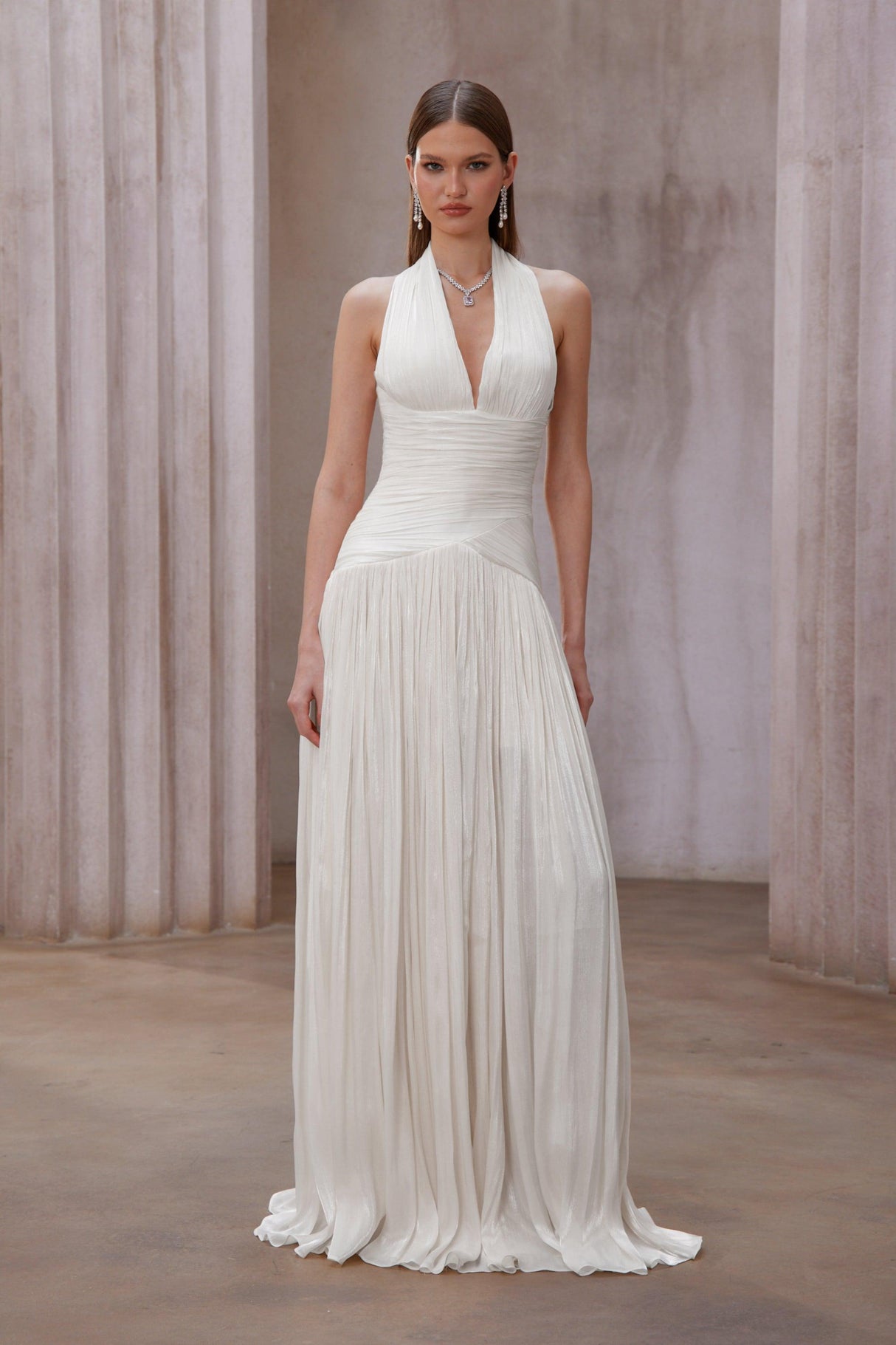 Aurohaya Verdelune Gathered Maxi Dress White