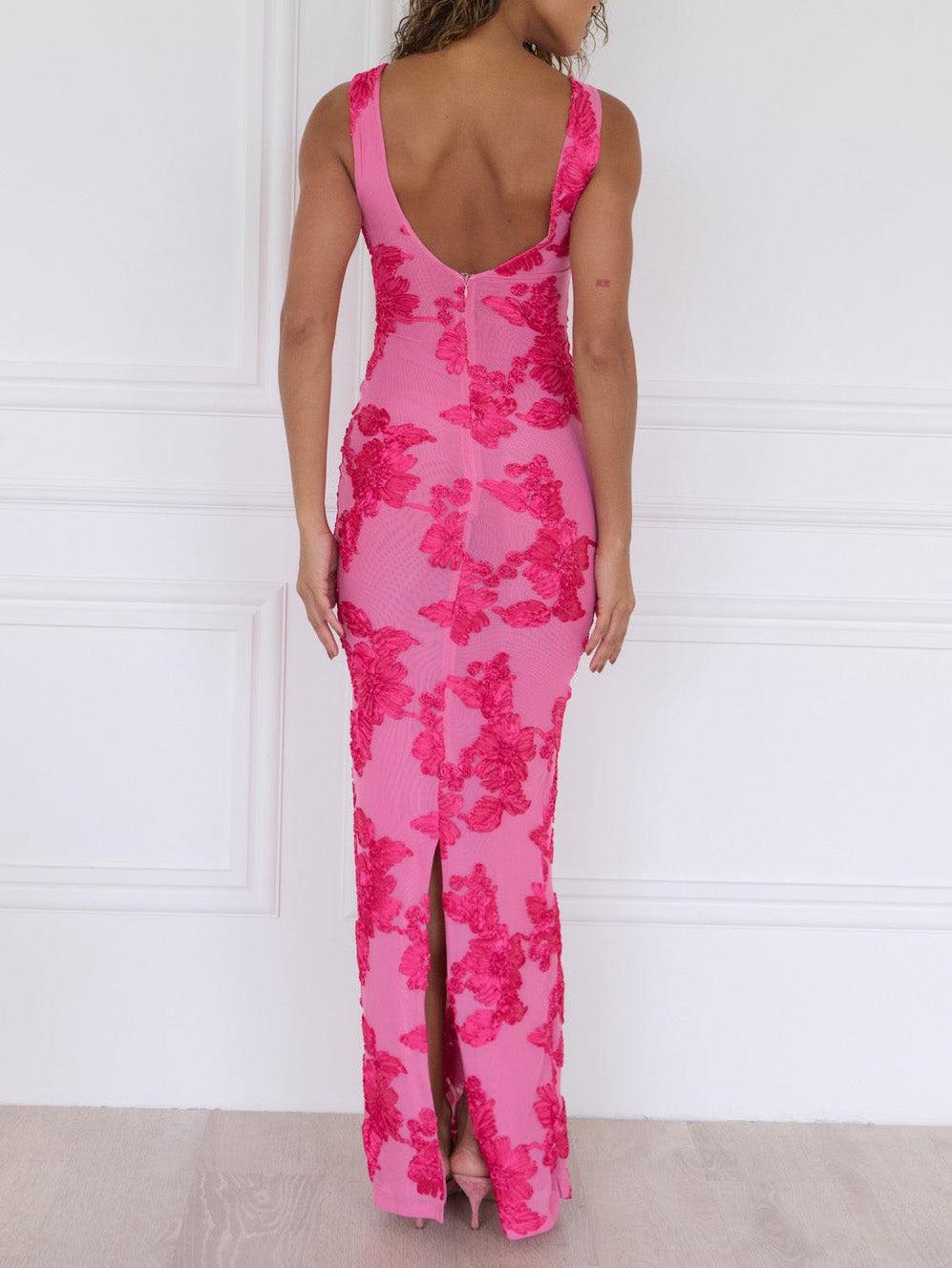 Aurohaya Elegant And Exquisite Floral Hip-hugging Maxi Dress