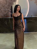 Elegant Sequin Slit Party Maxi Dress
