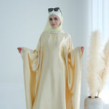 Bright Lemon Yellow Butterfly Abaya with Hijab