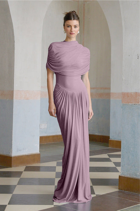 Aurohaya Catherine asymmetrical pleated maxi dress in Purple