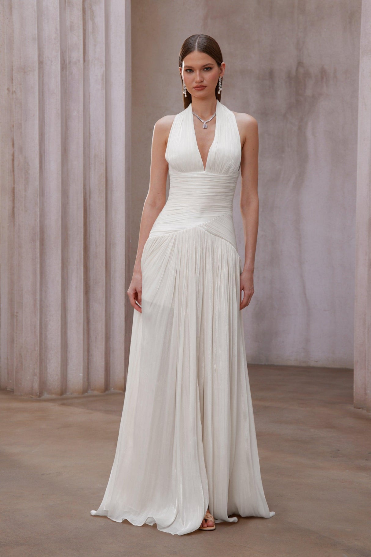 Aurohaya Verdelune Gathered Maxi Dress