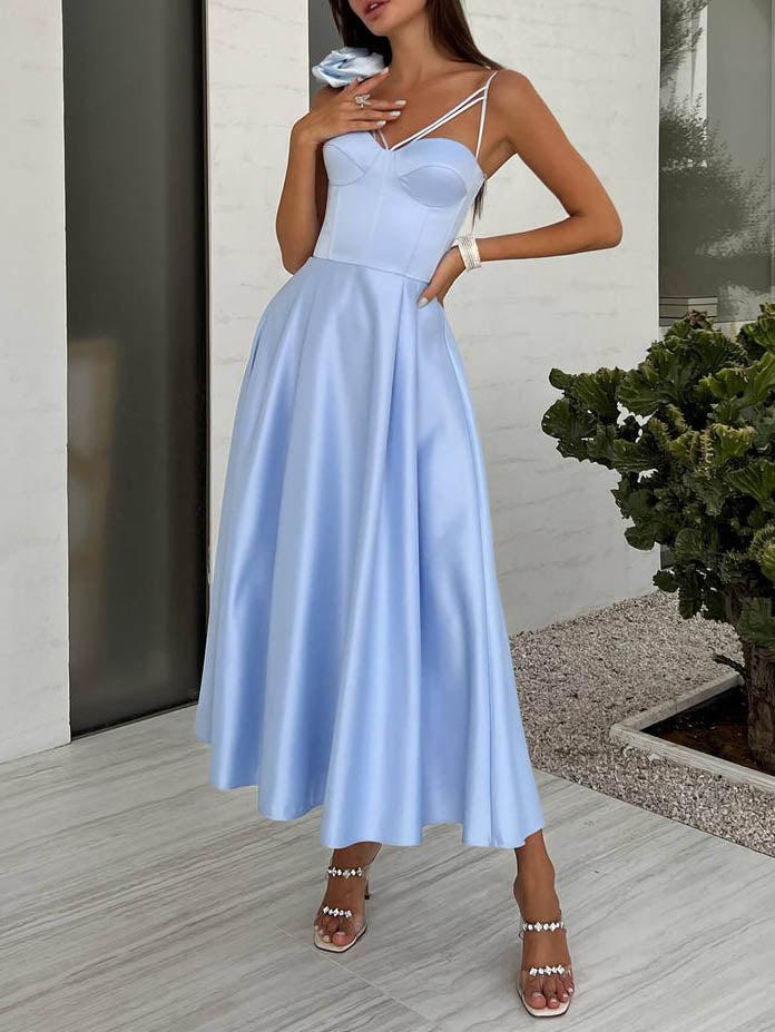 Aurohaya Elegant Slip Floral Midi Dress