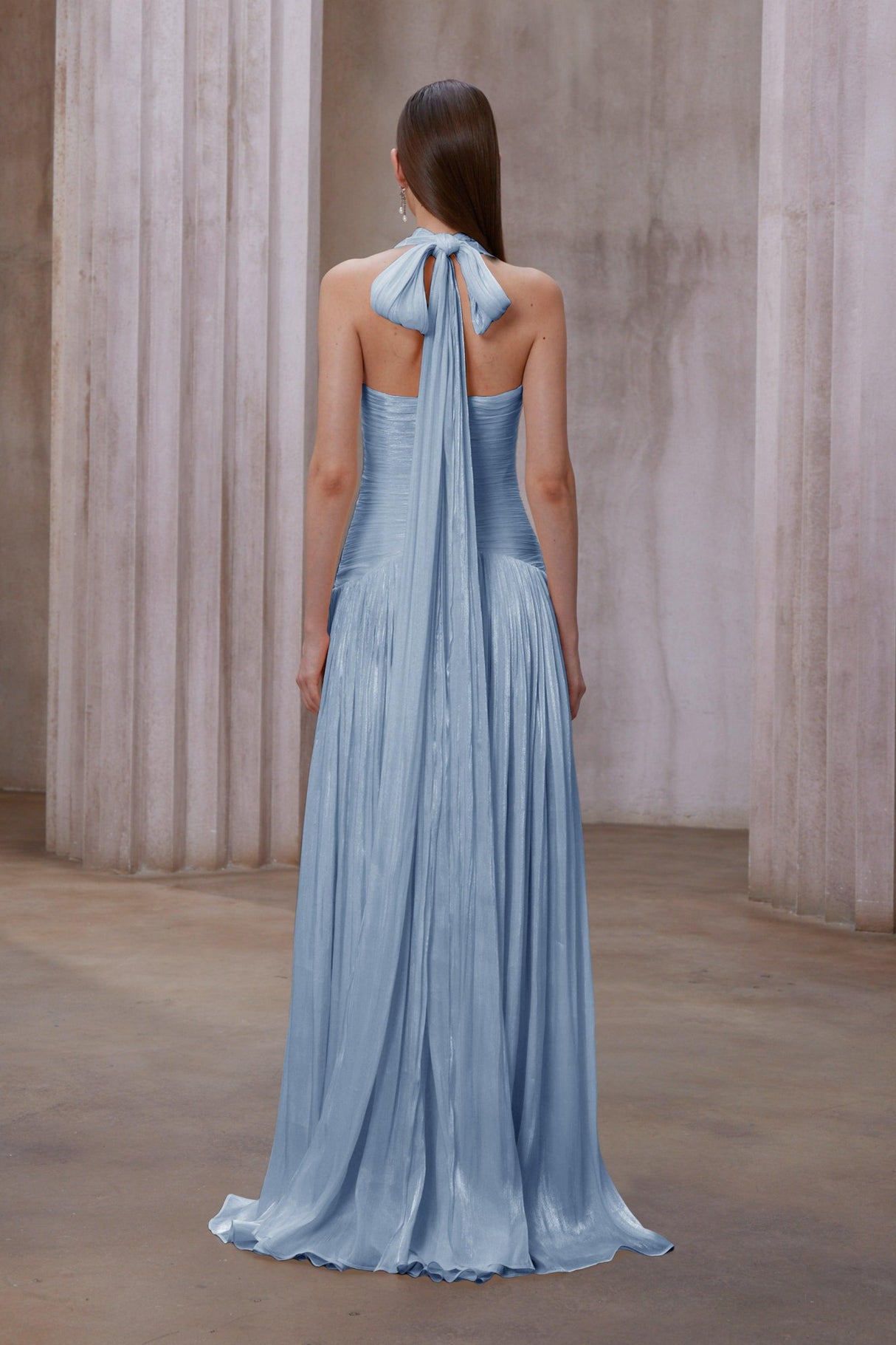 Aurohaya Verdelune Blue Gathered Maxi Dress