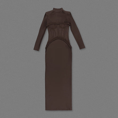 Aurohaya Laurence Mock Neck Corset Maxi Dress