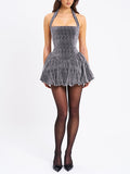Elegant Holders Corner Tie Waist Mini Dress