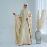 Bright Lemon Yellow Butterfly Abaya with Hijab