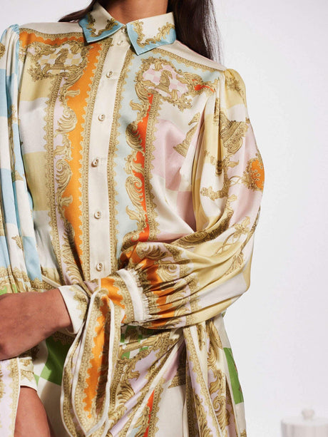 Aurohaya Unique Printed Irregular Knotted Mini Dress