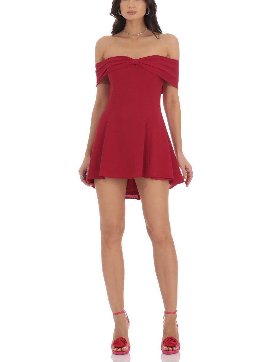 Aurohaya Elegant One Shoulder Bow Mini Dress