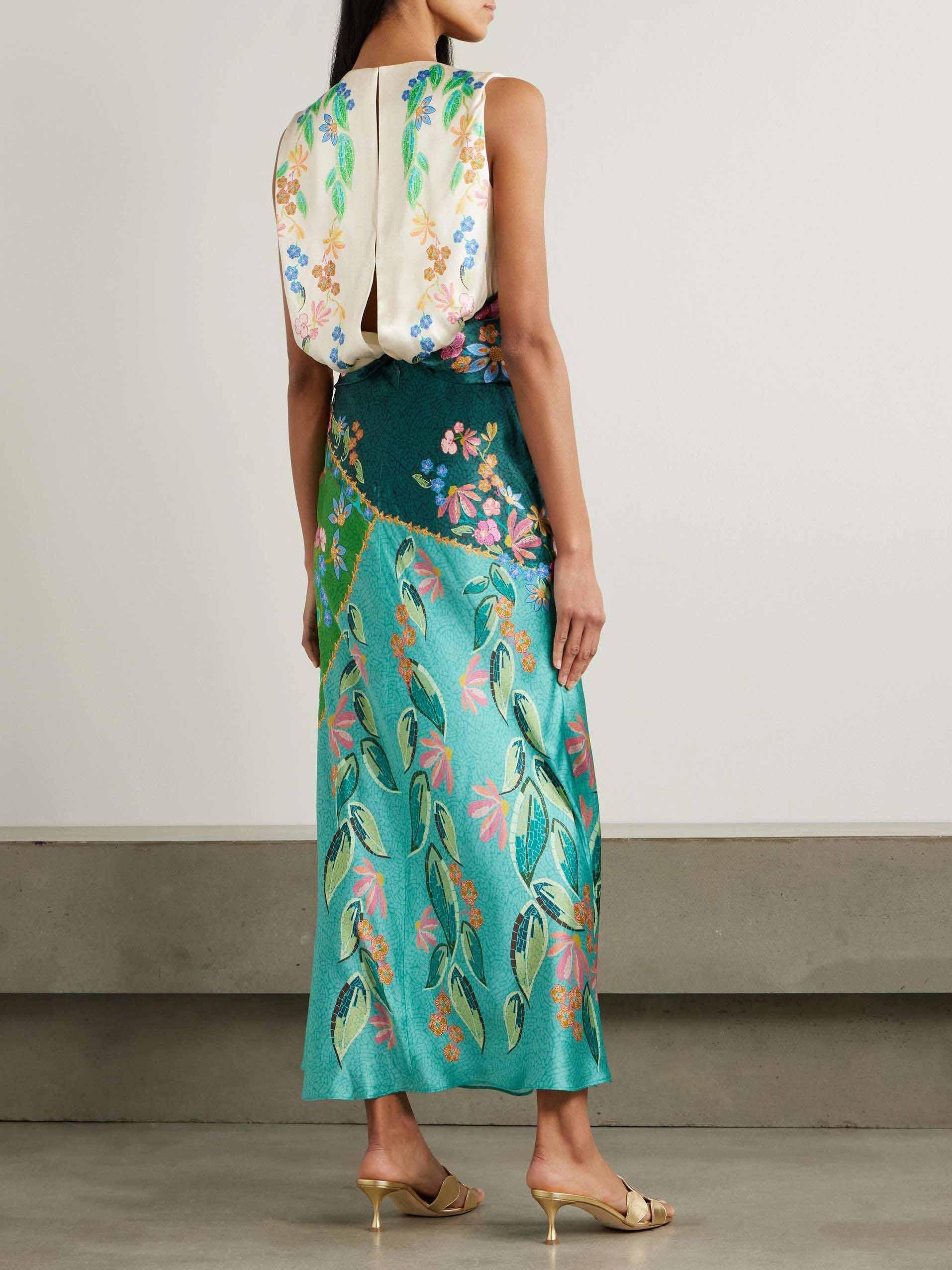 Aurohaya Exquisite Twisted Draped Floral Print Maxi Dress
