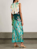 Aurohaya Exquisite Twisted Draped Floral Print Maxi Dress