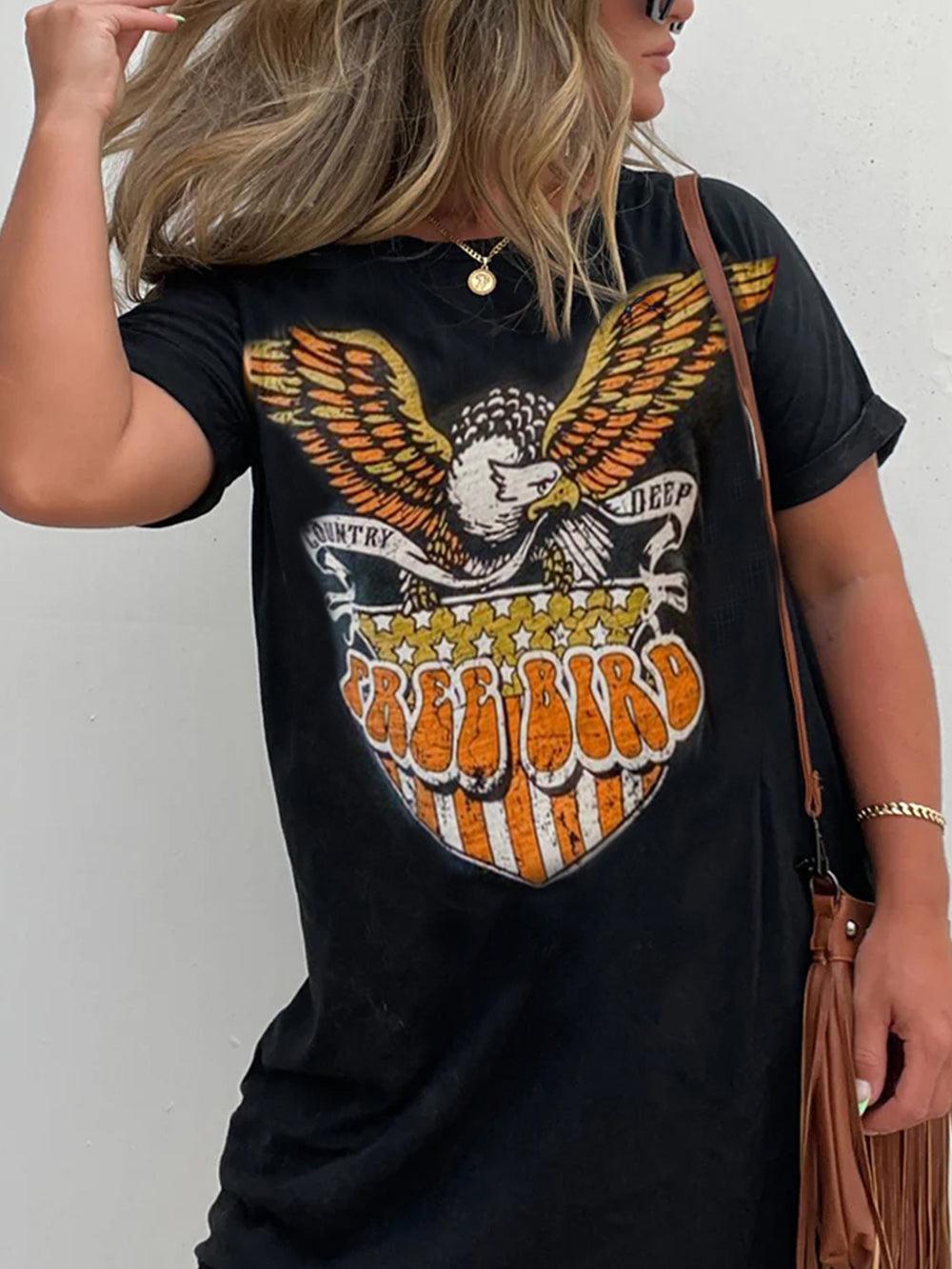 Aurohaya Casual Black Printed Short Dress