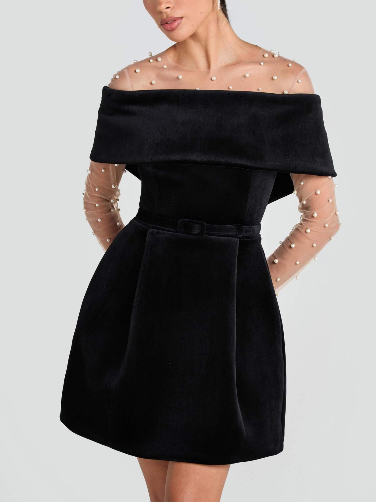 Aurohaya Elegant Off-The-Shoulder Mini Dress