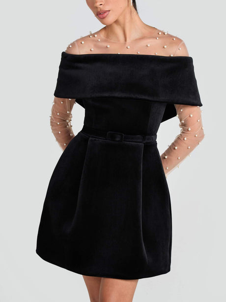 Aurohaya Elegant Off-The-Shoulder Mini Dress