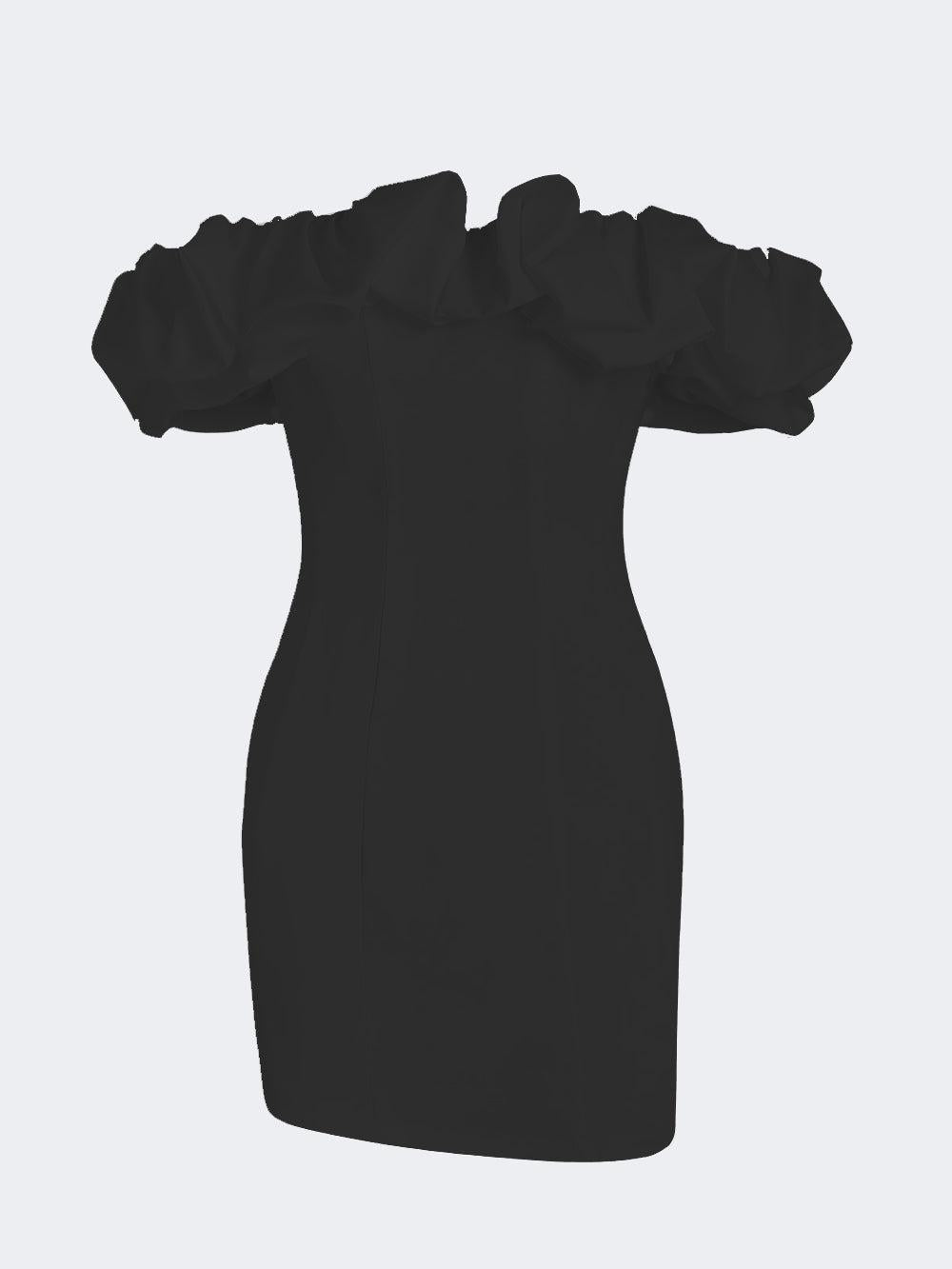 Aurohaya Satin Ruffled Strapless Mini Dress