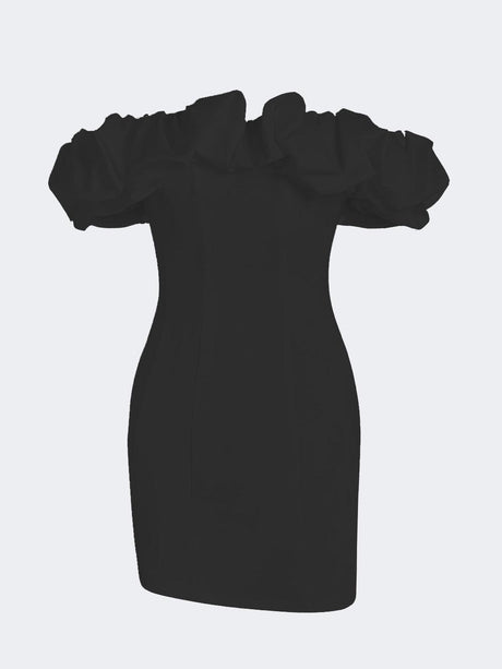 Aurohaya Satin Ruffled Strapless Mini Dress