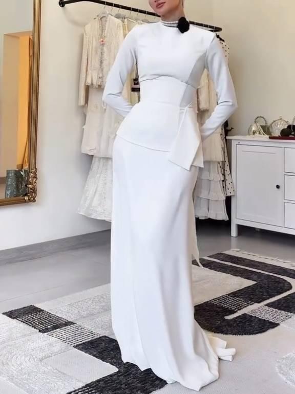 Aurohaya Waist Belt Design Maxi Dress Set