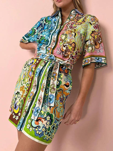 Aurohaya Special Satin Print Mini Dress