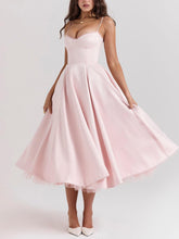 Aurohaya Sexy slim fit waist Midi Dresses Pink