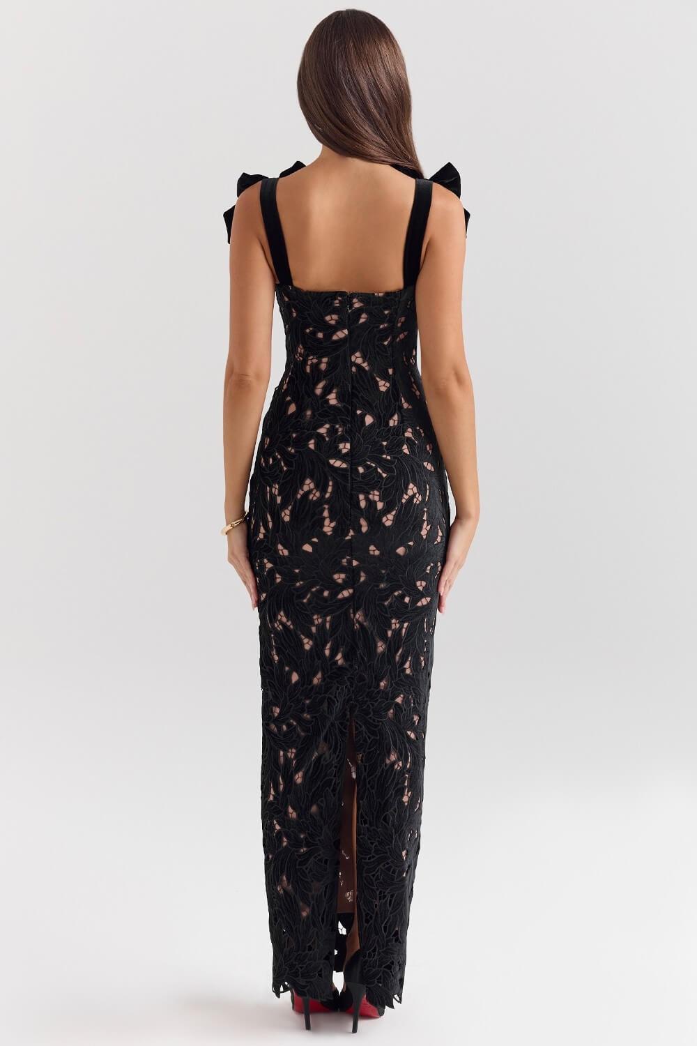 Aurohaya Elegant Bow Strap Festive Maxi Dress