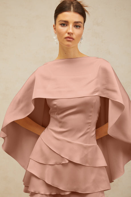 Aurohaya Lyna shawl-panel ruffled satin mini dress in Pink