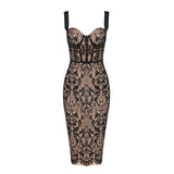 Aurohaya Thalia Lace Corset Midi Dress