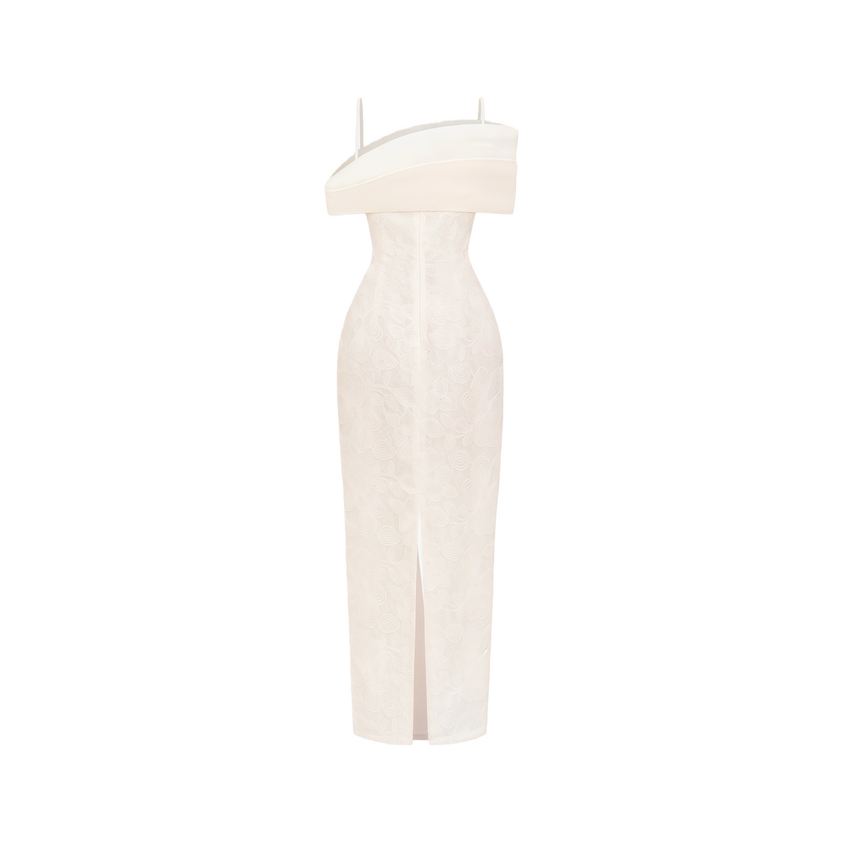 Aurohaya Ortensia Neutral Floral Lace Pencil Maxi Dress
