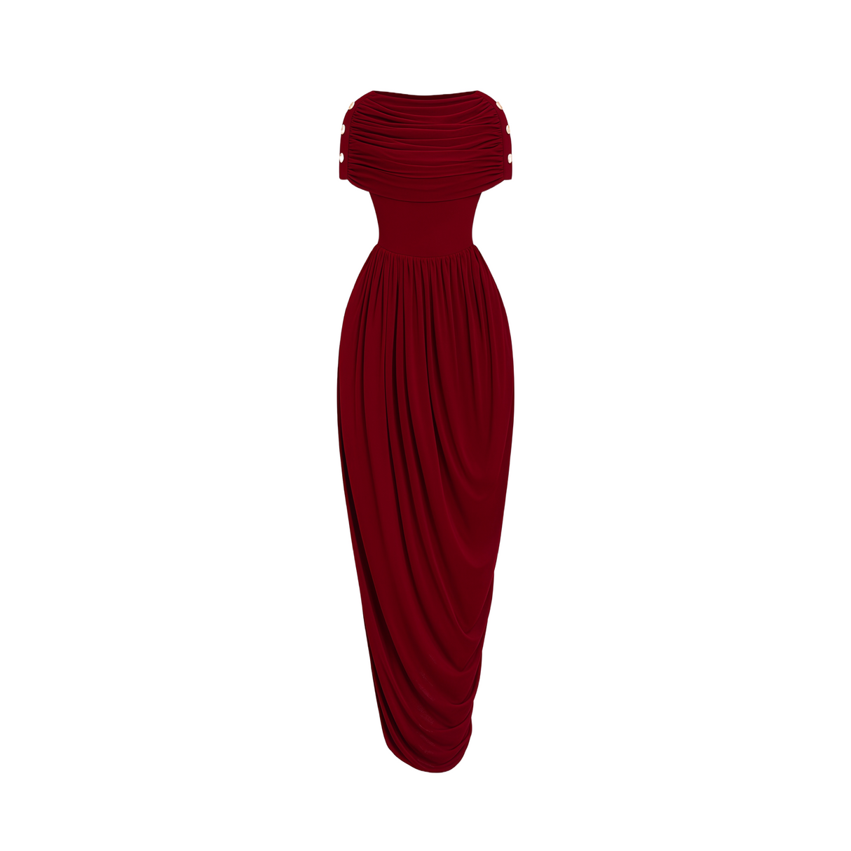 Aurohaya Gianna Burgundy Shawl Design Draped Maxi Dress