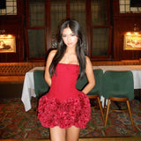 Élise Red Rose Corset Mini Dress