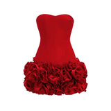 Élise Red Rose Corset Mini Dress