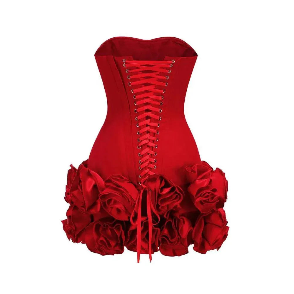 Aurohaya Élise Red Rose Corset Mini Dress