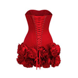 Élise Red Rose Corset Mini Dress