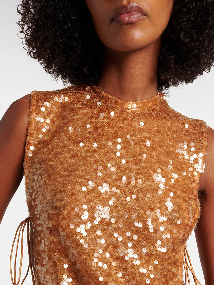 Aurohaya Maud Sequin Side Cut-out Maxi Dress