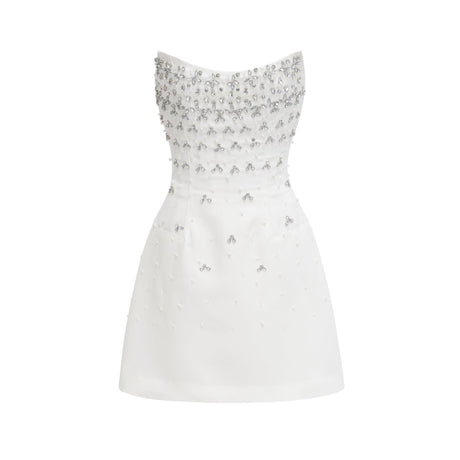 Aurohaya Melisande black embellished mini dress White