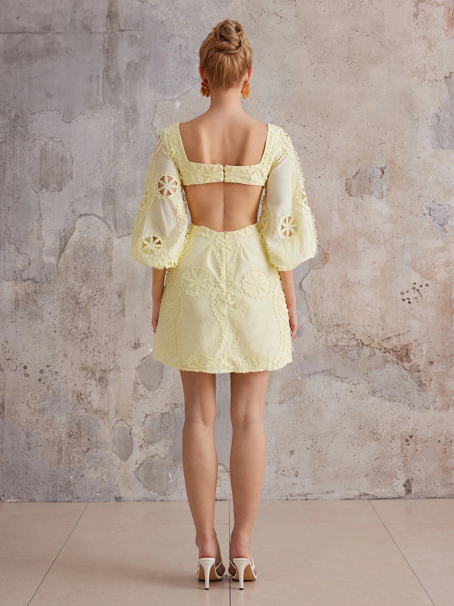 Aurohaya Agnès V Neck Mini Dress