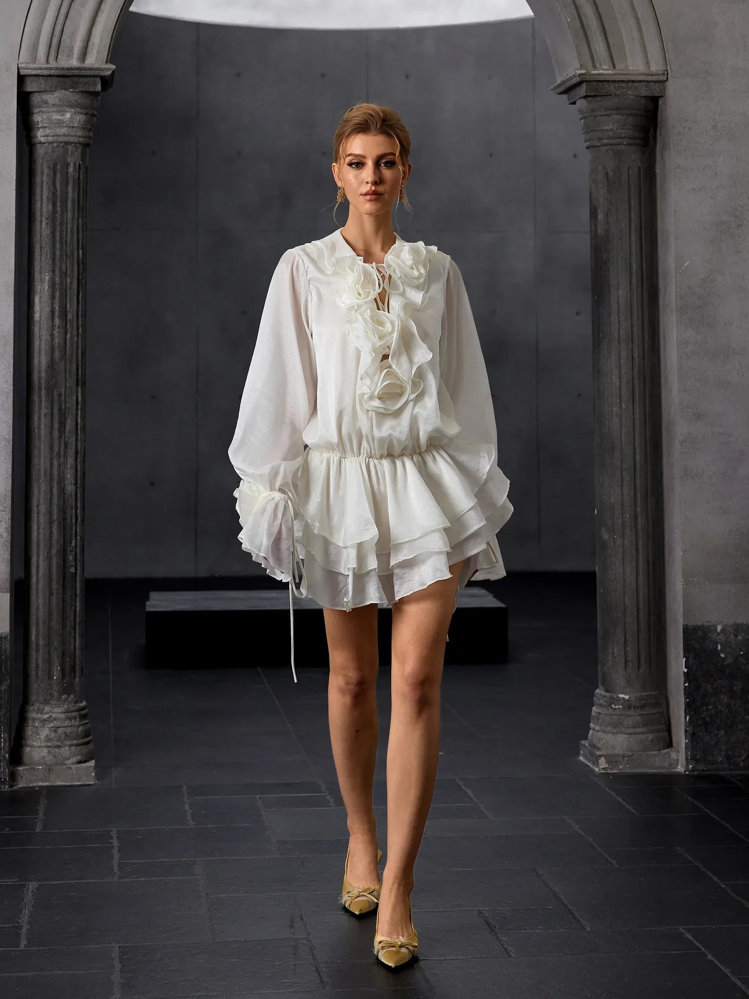 Aurohaya Albane Ruffle Mini Dress