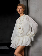 Aurohaya Albane Ruffle Mini Dress White