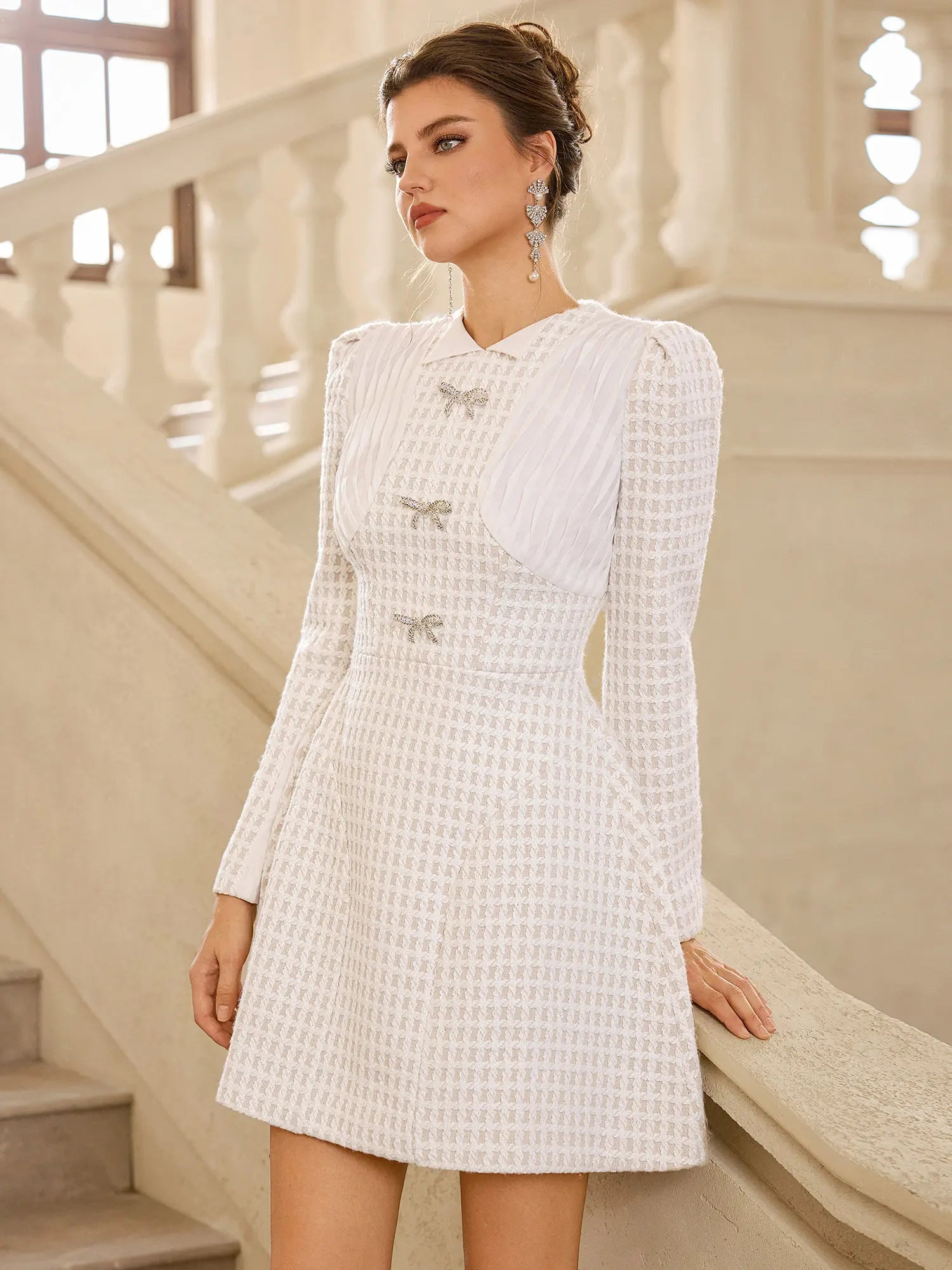 Aurohaya Danielle Long Sleeve A-Line Mini Dress