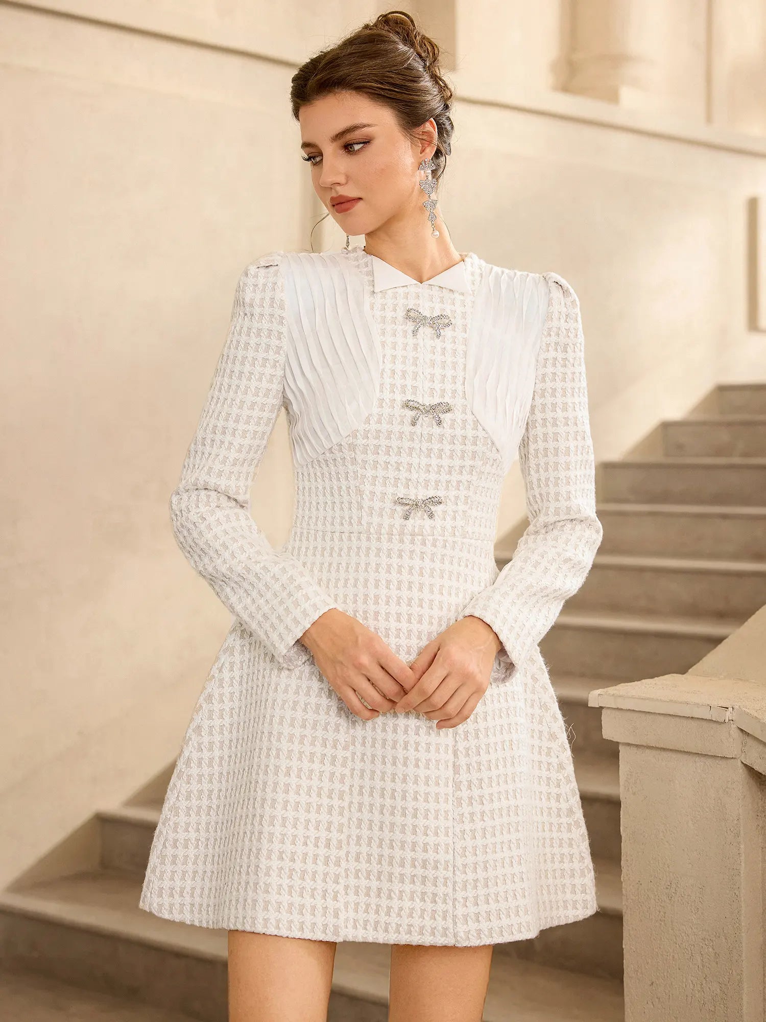 Aurohaya Danielle Long Sleeve A-Line Mini Dress