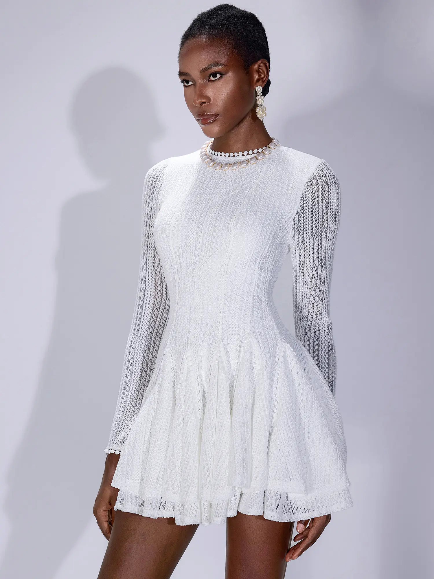 Aurohaya Suzanne Long Sleeve Fit Mini Dress